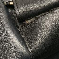 Celine Black Croc Embossed Leather and Suede Medium Trapeze Top Handle Bag