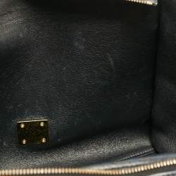 Celine Black Croc Embossed Leather and Suede Medium Trapeze Top Handle Bag