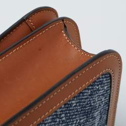 Pre Owned Celine Blue/Brown Denim and Leather Teen Box Flap Bag