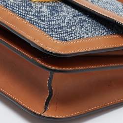 Pre Owned Celine Blue/Brown Denim and Leather Teen Box Flap Bag