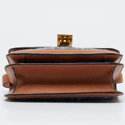 Pre Owned Celine Blue/Brown Denim and Leather Teen Box Flap Bag