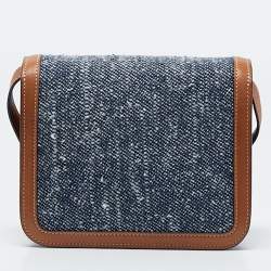 Pre Owned Celine Blue/Brown Denim and Leather Teen Box Flap Bag