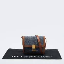 Pre Owned Celine Blue/Brown Denim and Leather Teen Box Flap Bag