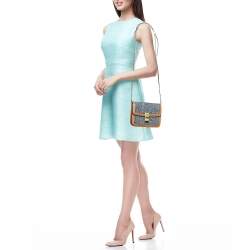 Pre Owned Celine Blue/Brown Denim and Leather Teen Box Flap Bag