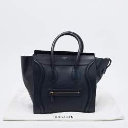 مملوكة مسبقًا Celine Navy Blue Leather Mini Luggage Tote