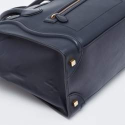 مملوكة مسبقًا Celine Navy Blue Leather Mini Luggage Tote