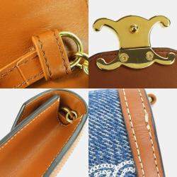 Celine Denim Leather Navy Tan Margot Triomphe Chain Wallet bag