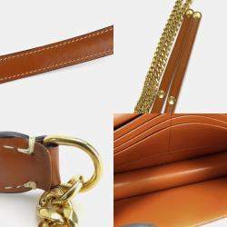 Celine Denim Leather Navy Tan Margot Triomphe Chain Wallet bag