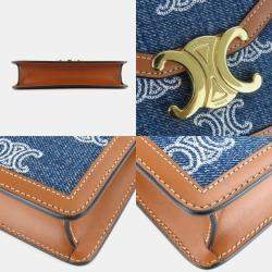 Celine Denim Leather Navy Tan Margot Triomphe Chain Wallet bag