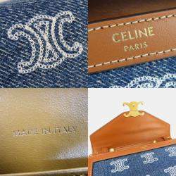 Celine Denim Leather Navy Tan Margot Triomphe Chain Wallet bag