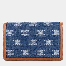 Celine Denim Leather Navy Tan Margot Triomphe Chain Wallet bag