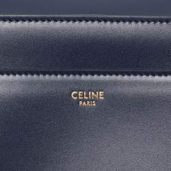 Celine Dark Blue Leather Large Classique 16 Top Handle Bag