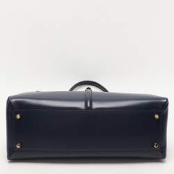 Celine Dark Blue Leather Large Classique 16 Top Handle Bag
