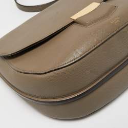 Pre Owned Celine Taupe Grey Leather Medium Trotteur Shoulder Bag