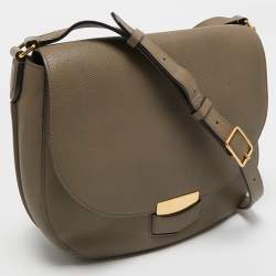 Pre Owned Celine Taupe Grey Leather Medium Trotteur Shoulder Bag