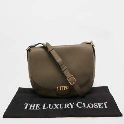 Pre Owned Celine Taupe Grey Leather Medium Trotteur Shoulder Bag