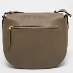 Pre Owned Celine Taupe Grey Leather Medium Trotteur Shoulder Bag