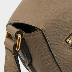 Pre Owned Celine Taupe Grey Leather Medium Trotteur Shoulder Bag