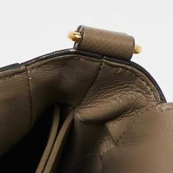 Pre Owned Celine Taupe Grey Leather Medium Trotteur Shoulder Bag