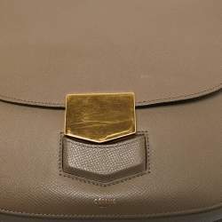 Pre Owned Celine Taupe Grey Leather Medium Trotteur Shoulder Bag