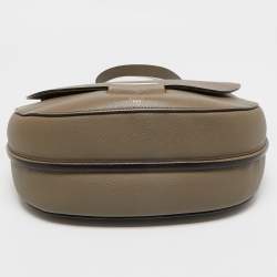 Pre Owned Celine Taupe Grey Leather Medium Trotteur Shoulder Bag