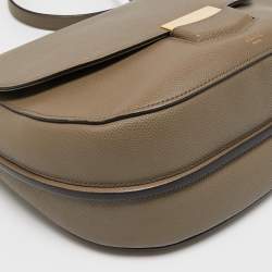 Pre Owned Celine Taupe Grey Leather Medium Trotteur Shoulder Bag