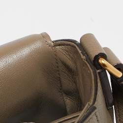 Pre Owned Celine Taupe Grey Leather Medium Trotteur Shoulder Bag