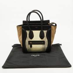 Celine Tri Color Lizard Leather and Suede Micro Luggage Tote