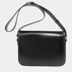 Celine Black Calfskin Leather Triomphe Shoulder Bag