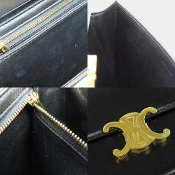 Celine Black Calfskin Leather Triomphe Shoulder Bag