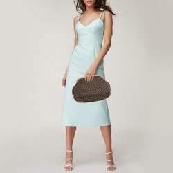 Celine Dark Brown/Tan Macadam Fabric Frame Clutch