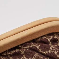 Celine Dark Brown/Tan Macadam Fabric Frame Clutch