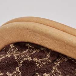 Celine Dark Brown/Tan Macadam Fabric Frame Clutch