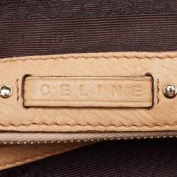 Celine Dark Brown/Tan Macadam Fabric Frame Clutch