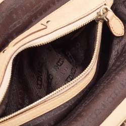 Celine Dark Brown/Tan Macadam Fabric Frame Clutch