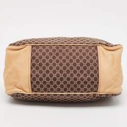 Celine Dark Brown/Tan Macadam Fabric Frame Clutch