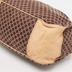 Celine Dark Brown/Tan Macadam Fabric Frame Clutch
