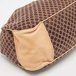 Celine Dark Brown/Tan Macadam Fabric Frame Clutch