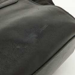 Pre Owned Celine Black Croc Embossed Leather and Suede Medium Trapeze Top Handle Bag