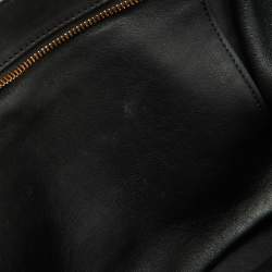 Pre Owned Celine Black Croc Embossed Leather and Suede Medium Trapeze Top Handle Bag