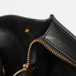 Pre Owned Celine Black Croc Embossed Leather and Suede Medium Trapeze Top Handle Bag