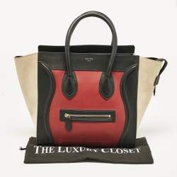 مملوكة مسبقًا Celine Tricolor Leather and Suede Mini Luggage Tote