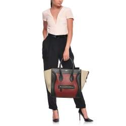مملوكة مسبقًا Celine Tricolor Leather and Suede Mini Luggage Tote