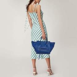 Pre Owned Celine Royal Blue/Orange Leather Medium Phantom Tote