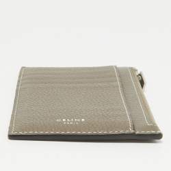 Celine Grey Leather Zip Card Holder