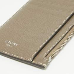 Celine Grey Leather Zip Card Holder