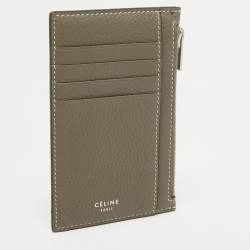 Celine Grey Leather Zip Card Holder