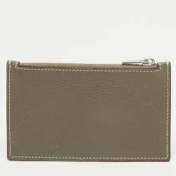 Celine Grey Leather Zip Card Holder