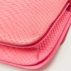Celine Neon Pink Python Classic Box Flap Crossbody Bag
