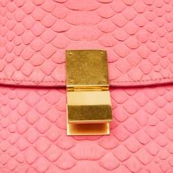 Celine Neon Pink Python Classic Box Flap Crossbody Bag